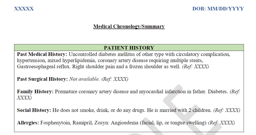 Medical Chronology Summary
